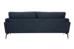 Canapé design 3 places en tissu effet velours texturé bleu foncé et métal noir MOSCO