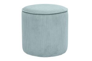 Pouf rond en velours côtelé bleu grisé D40 cm PAUL