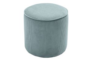 Pouf rond en velours côtelé bleu grisé D40 cm PAUL