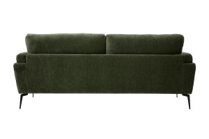 Canapé design 3 places en tissu effet velours vert kaki et métal noir MOSCO