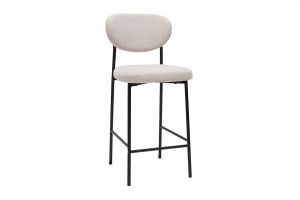Tabourets de bar fixes en tissu effet velours texturé beige H65 cm (lot de 2) BREKA
