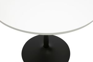 Table à manger design ronde blanche et métal noir D90 cm CALISTA