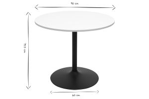 Table à manger design ronde blanche et métal noir D90 cm CALISTA