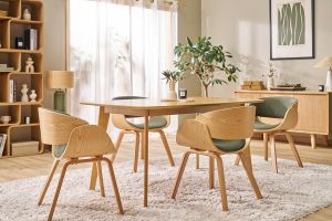 Table à manger rectangulaire scandinave bois clair chêne L150 cm LEENA