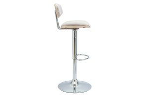 VASCO Tabourets de bar design réglables en tissu effet velours texturé beige et métal ( lot de 2 )
