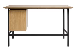 Bureau industriel finition bois chêne et métal noir avec rangements 2 tiroirs L120 cm MAXENCE