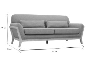 Canapé scandinave 3 places en tissu effet velours texturé terracotta et bois clair YOKO