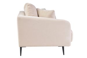 Canapé design 3 places en tissu effet velours beige et métal noir JERRY