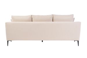 Canapé design 3 places en tissu effet velours beige et métal noir JERRY