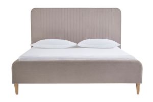 Lit 2 places 160x200 en tissu texturé taupe LINDSAY