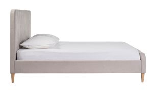 Lit 2 places 160x200 en tissu texturé taupe LINDSAY