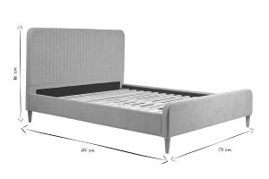 Lit 2 places 160x200 en tissu texturé taupe LINDSAY