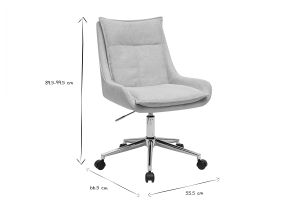 Sedia da ufficio con ruote in tessuto effetto velluto beige e metallo cromato BLAISE