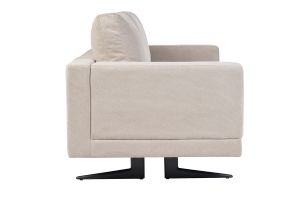 Canapé design 3 places en tissu chenille beige et métal noir LENNON