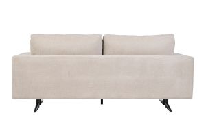 Canapé design 3 places en tissu chenille beige et métal noir LENNON