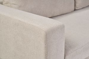 Canapé design 3 places en tissu chenille beige et métal noir LENNON