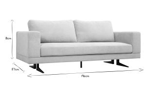 Canapé design 3 places en tissu chenille beige et métal noir LENNON