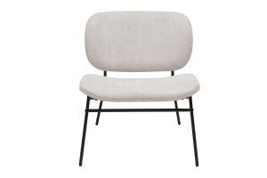 Fauteuil en tissu effet velours texturé beige et métal noir SHELBY