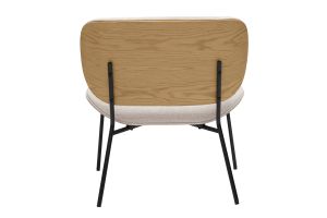 Fauteuil en tissu effet velours texturé beige et métal noir SHELBY