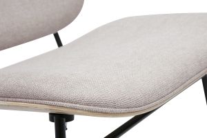 Fauteuil en tissu effet velours texturé beige et métal noir SHELBY