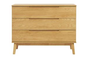 Commode scandinave bois clair chêne 3 tiroirs L90 cm FELIX