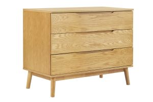 Commode scandinave bois clair chêne 3 tiroirs L90 cm FELIX