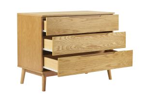 Commode scandinave bois clair chêne 3 tiroirs L90 cm FELIX