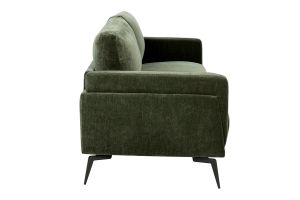 Canapé design 3 places en tissu effet velours vert kaki et métal noir MOSCO