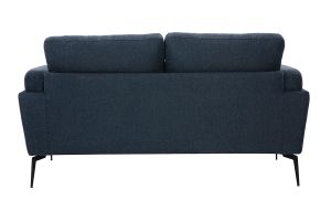 Divano design 2 posti in tessuto effetto velluto testurizzato blu scuro e metallo nero MOSCO