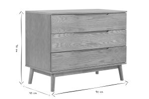 Commode scandinave bois clair chêne 3 tiroirs L90 cm FELIX