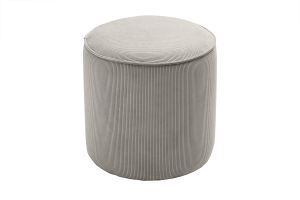 Pouf rond en tissu velours côtelé taupe D40 cm PAUL