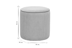 Pouf rond en tissu velours côtelé taupe D40 cm PAUL