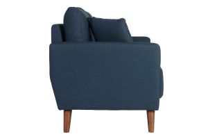 Canapé 2 places en tissu bleu foncé et bois foncé MUNIK