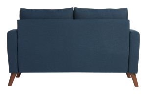 Canapé 2 places en tissu bleu foncé et bois foncé MUNIK