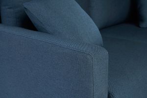 Canapé 2 places en tissu bleu foncé et bois foncé MUNIK