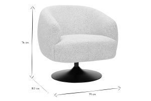 Fauteuil pivotant en tissu effet bouclette beige et métal noir BOWIE
