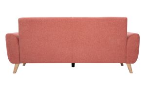 Divano scandinavo a 3 posti in tessuto effetto velluto terracotta e legno chiaro EKTOR