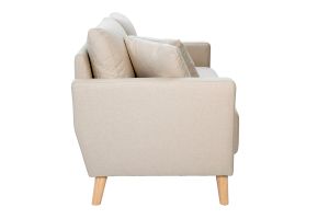 Canapé 2 places en tissu beige et bois clair MUNIK