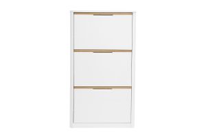 Meuble à chaussures 3 portes finition blanc laqué brillant L68 cm KIRK