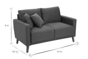 Canapé 2 places en tissu bleu foncé et bois foncé MUNIK