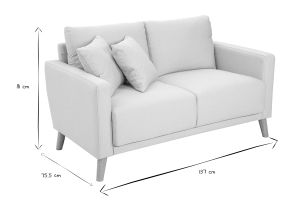 Canapé 2 places en tissu beige et bois clair MUNIK