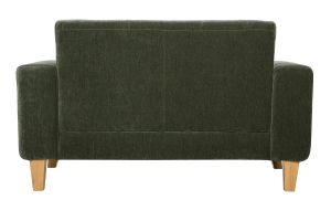 Canapé scandinave 2 places en tissu effet velours vert kaki et bois clair FJORD