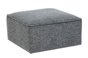 Pouf repose pieds en tissu chiné gris foncé KERRY