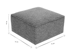 Pouf repose pieds en tissu chiné gris foncé KERRY