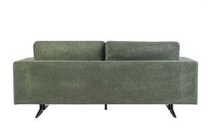 Divano design 3 posti in tessuto ciniglia verde kaki e metallo nero LENNON
