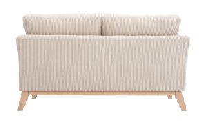 Canapé scandinave déhoussable 2 places en tissu velours côtelé beige et bois clair OSLO