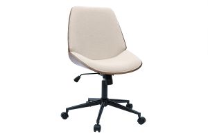 Bürostuhl mit Rollen aus Holz und strukturiertem Samteffekt in Beige DOUGLAS