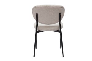 Chaises en tissu effet velours texturé beige et métal noir (lot de 2) BREKA