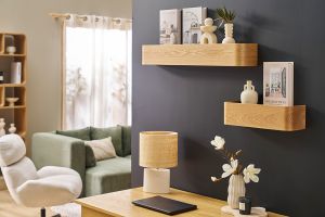 Etagère murale bois clair frêne L48 cm HOPE