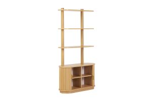 Bibliothèque finition bois clair chêne avec rangement 2 portes coulissantes L90 cm EPIC